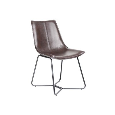 Dining Chair Brown PU Seat With Black Metal Legs - Image 0
