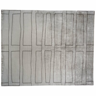 One-of-a-Kind Hand-Knotted Silver 7'11" x 10' Viscose Area Rug - Image 0