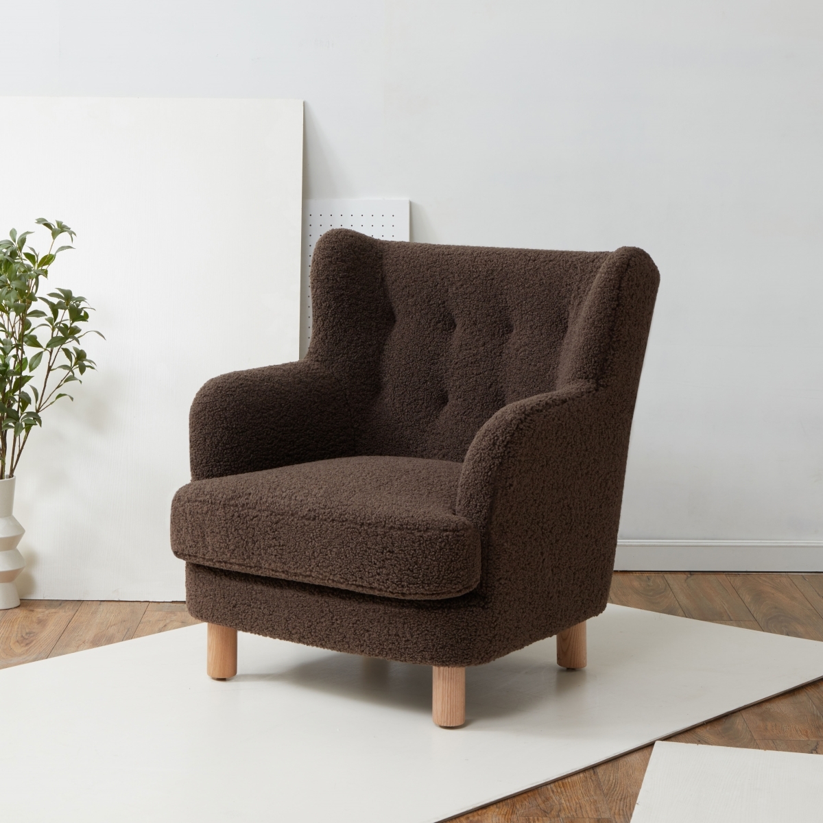 Rainier Wingback Accent Chair - Dark Brown/Natural - Image 1
