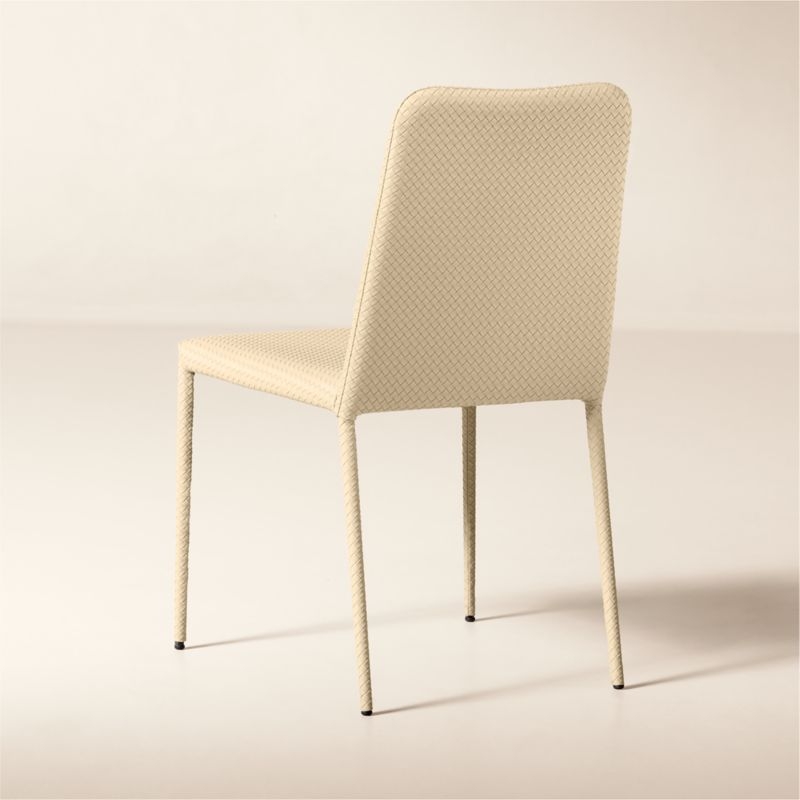 Duke Warm White Vegan Leather Armless Dining Chair - Image 3