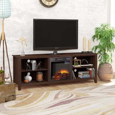 70" TV Stand Media Console, Wood Texture Entertainment Center Storage TV Cabinet With  Adjustable Shelves - Image 0