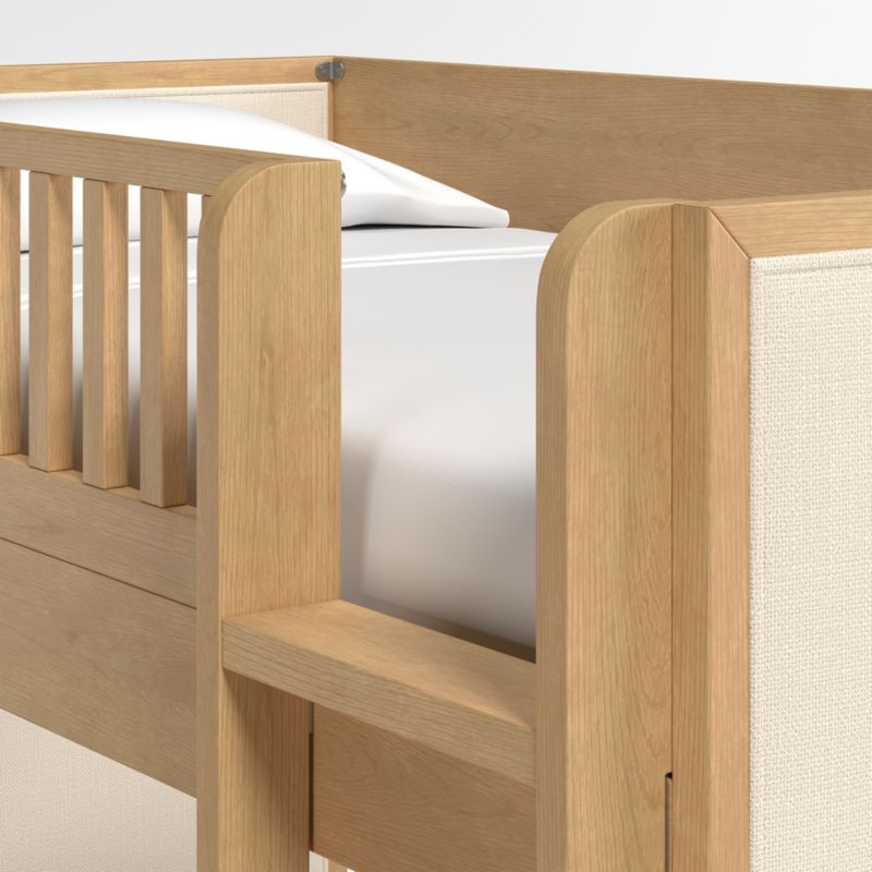 Beau Natural Oak Wood and Upholstered Kids Bunk Bed - Image 2