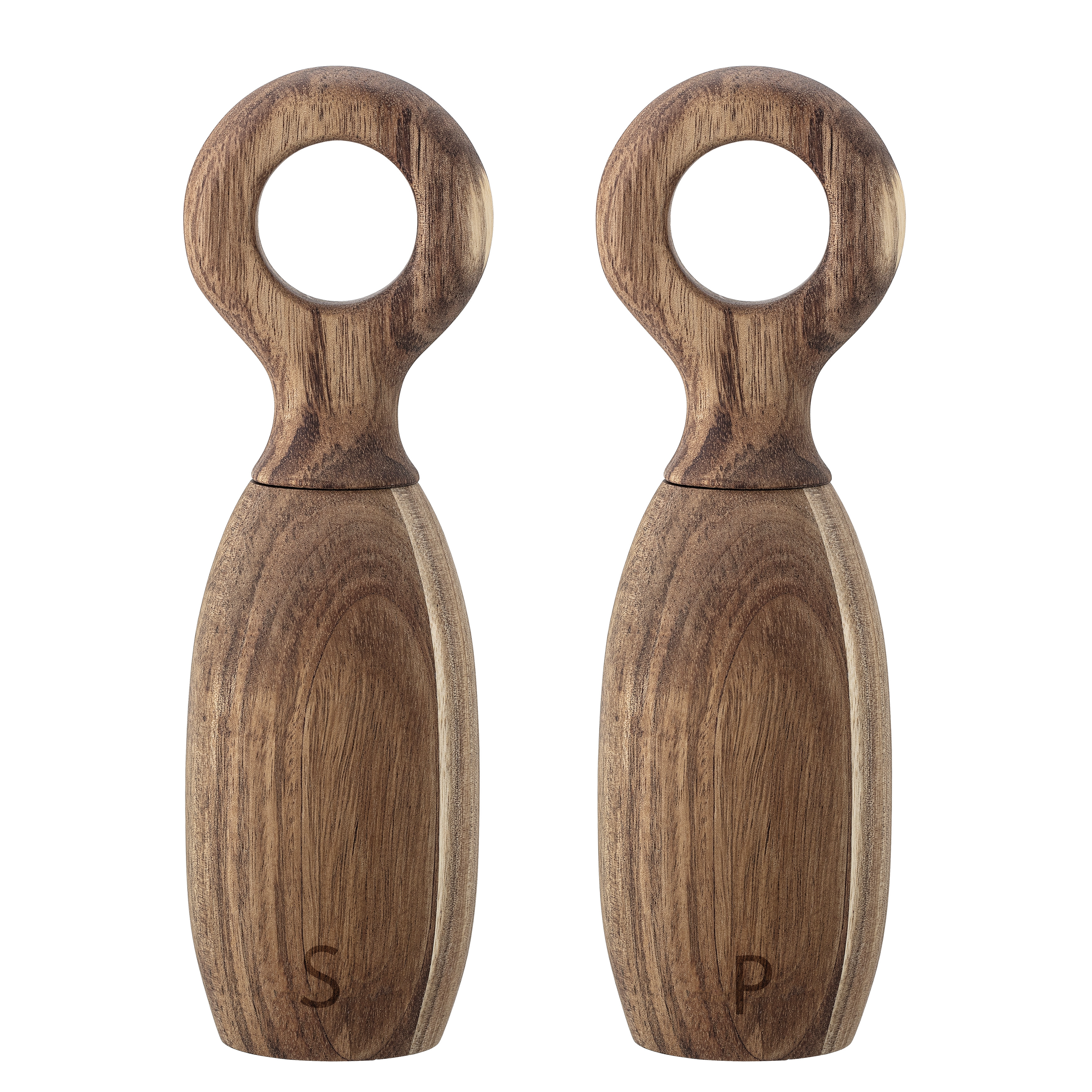 Brown Acacia Wood Salt & Pepper Mills (Set of 2 Pieces) - Image 0