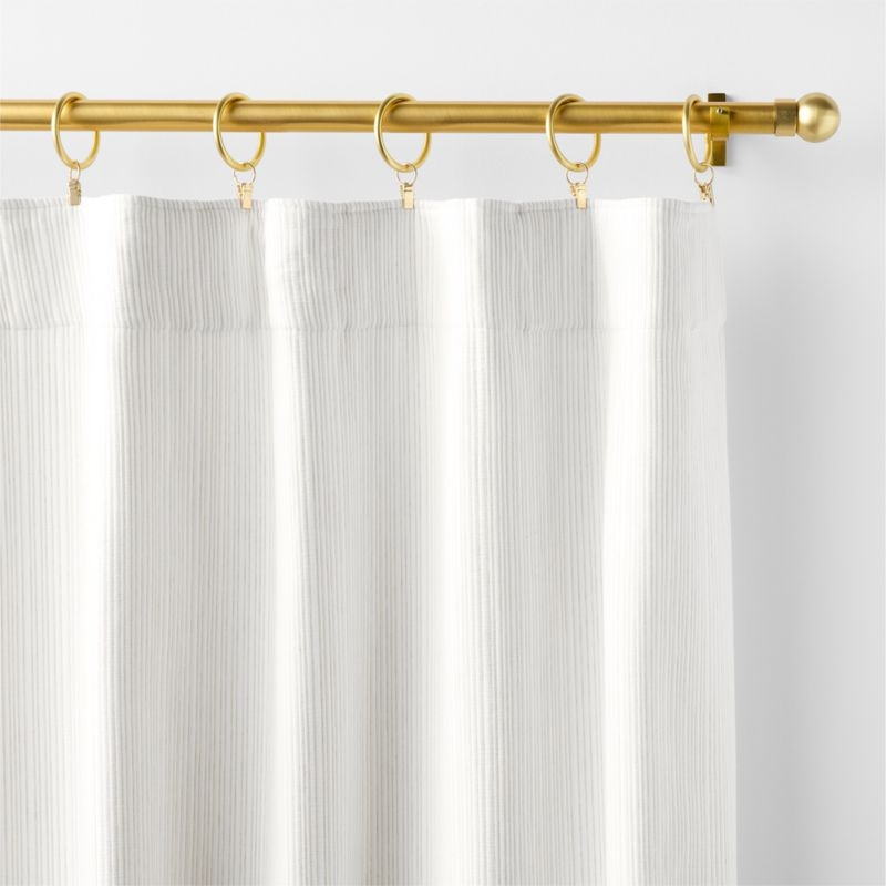 Matelasse Crisp White with Natural Stripe Organic Cotton Window Curtain Panel 52"x120" - Image 5