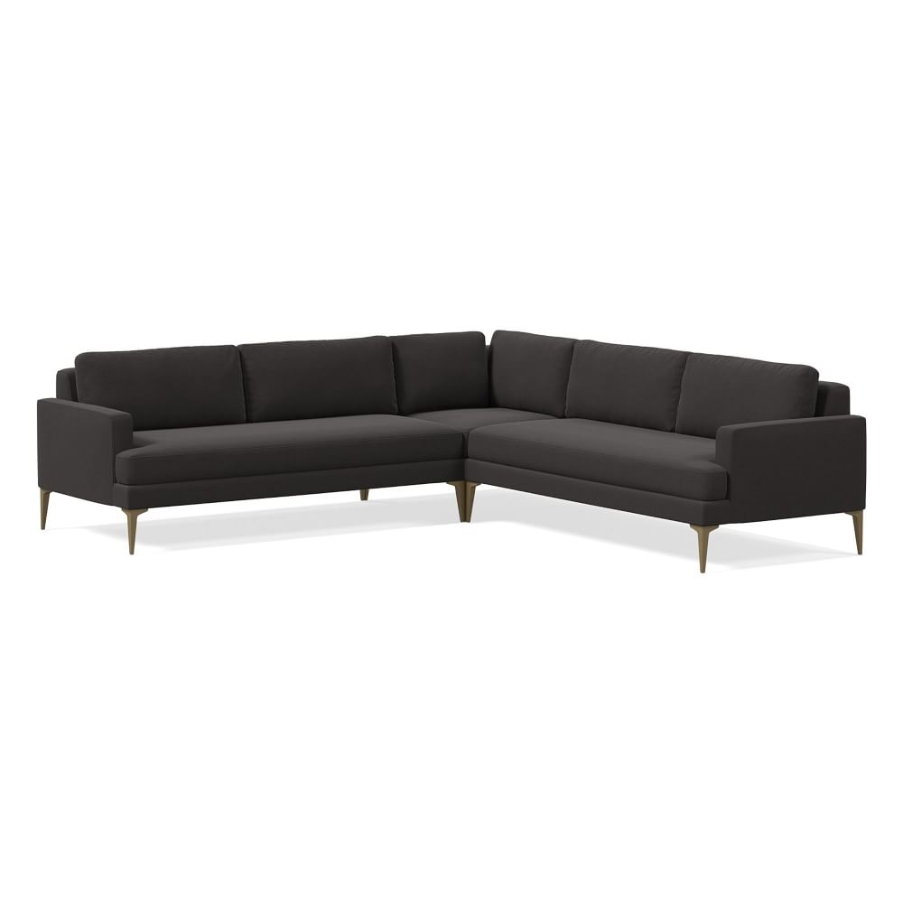 Andes 101" Multi Seat 3-Piece L-Shaped Sectional, Petite Depth, Performance Velvet, Slate, BB - Image 0