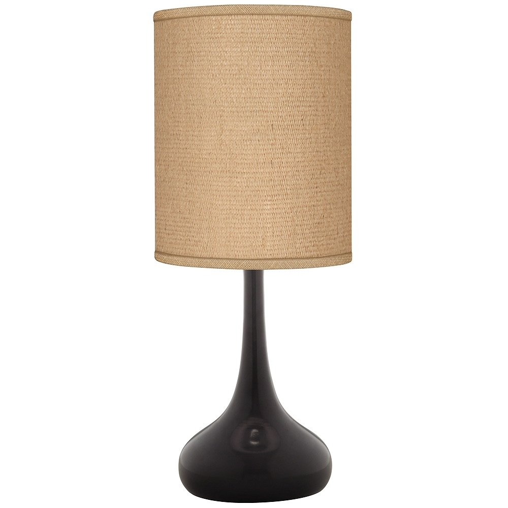 Possini Euro 23 1/2" Burlap Shade Black Droplet Modern Table Lamp - Image 0