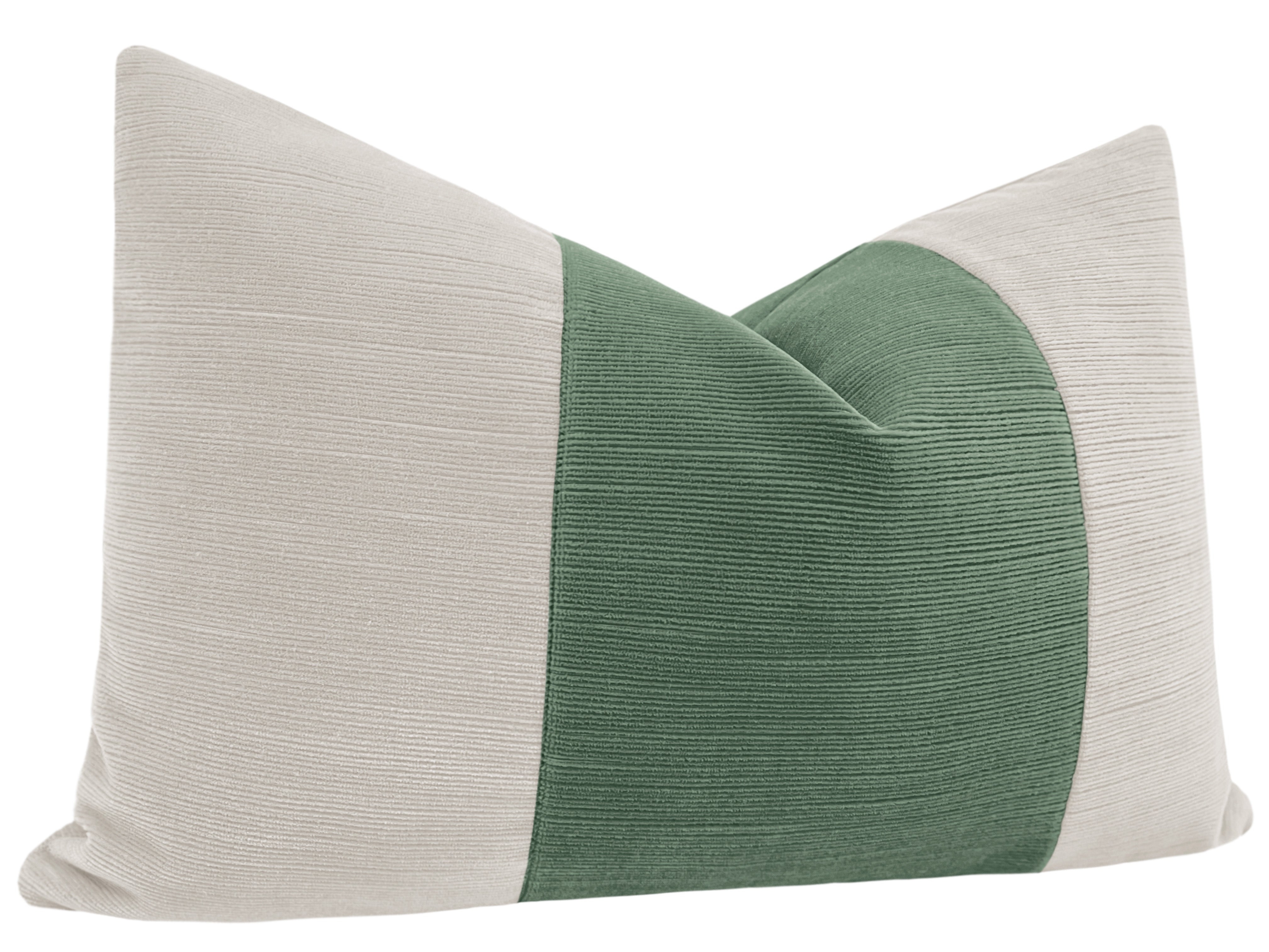 THE LITTLE LUMBAR :: STRIE VELVET // OYSTER + PATINA - LITTLE LUMBAR 12" X 18" - Image 1
