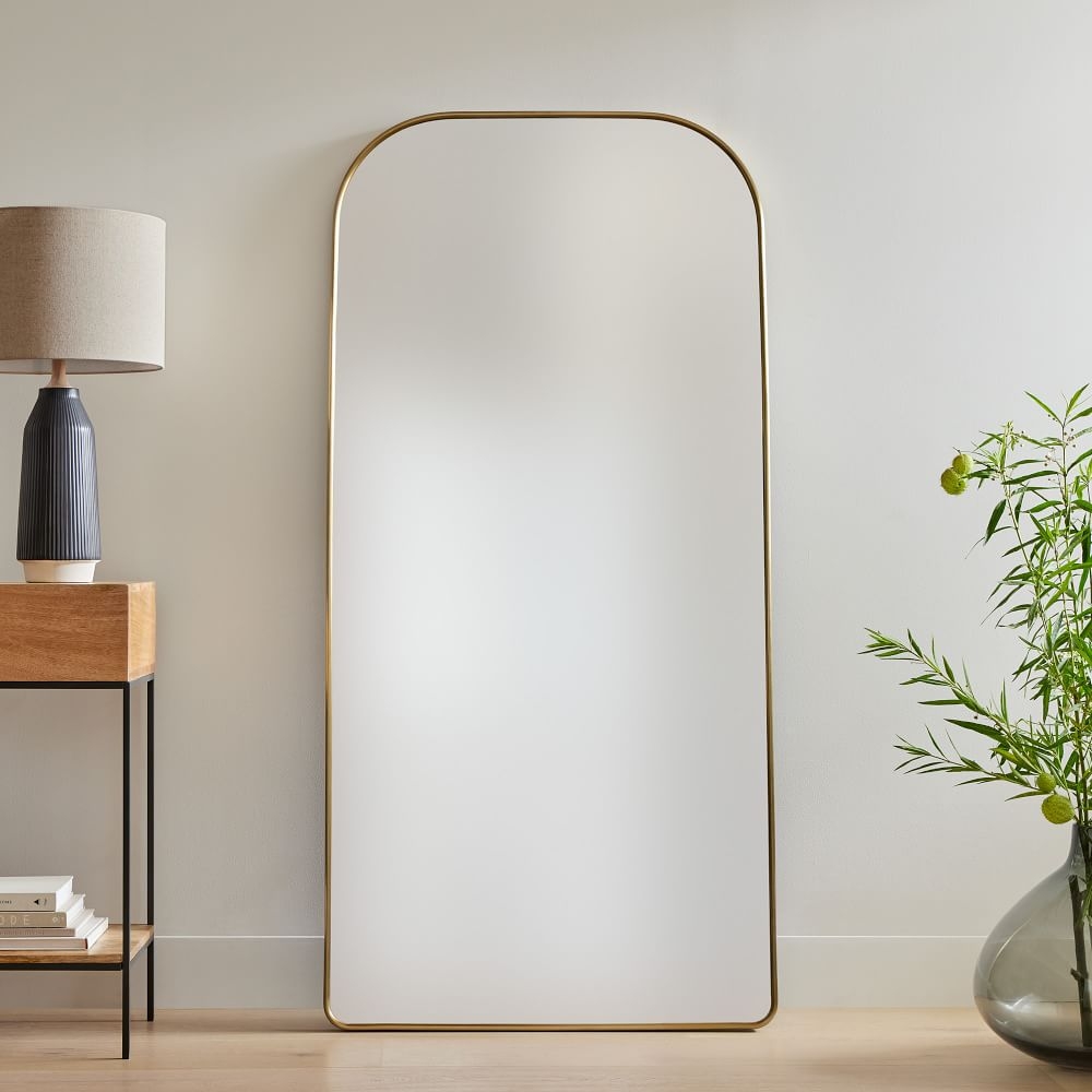 Streamline Wide Arch Floor Mirror, Antique Brass - Image 0