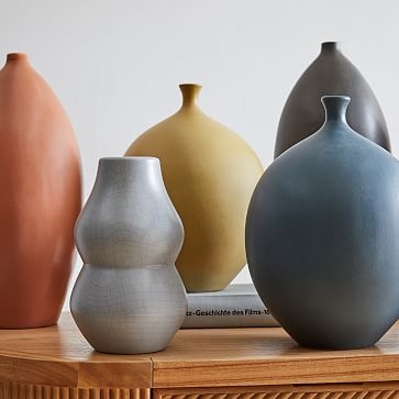 Crackle Glaze Vases, Vase, Dark Olive, Ceramic, Small - Image 2