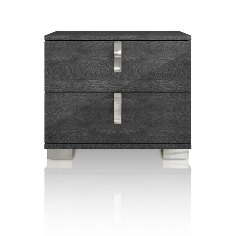 Icon 2 Drawer Nightstand Color: Grey - Image 0
