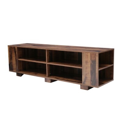 Modern Entertainment Center With 8 Open Shelves, Universal TV Storage Cabinet, Brown - Image 0