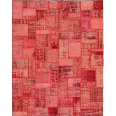 One-of-a-Kind Boriss Hand-Knotted New Age 5'7" x 7'9" Wool Area Rug in Dark Red - Image 0