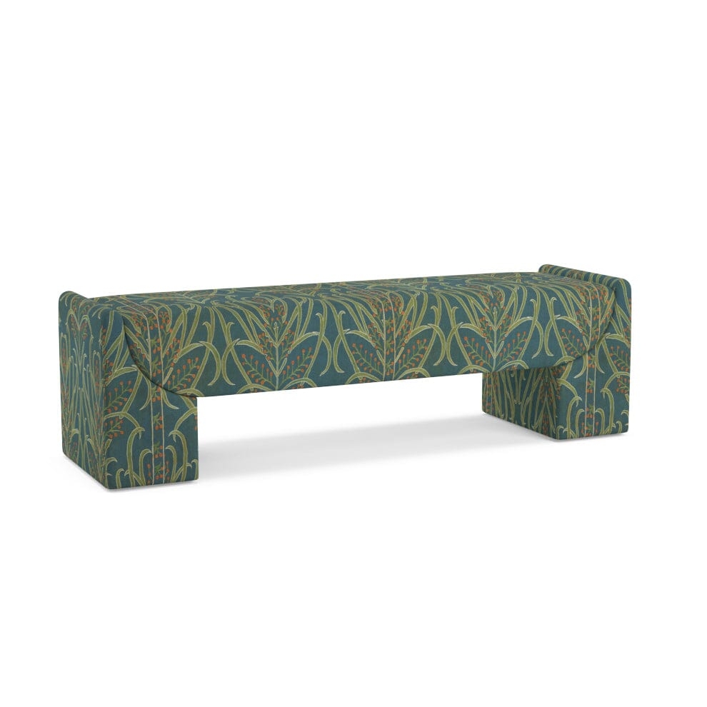 Teal Vines Suzani Stevie Bench by St. Frank | Green | 62"W x 18"D x 18"H Seat - Image 1