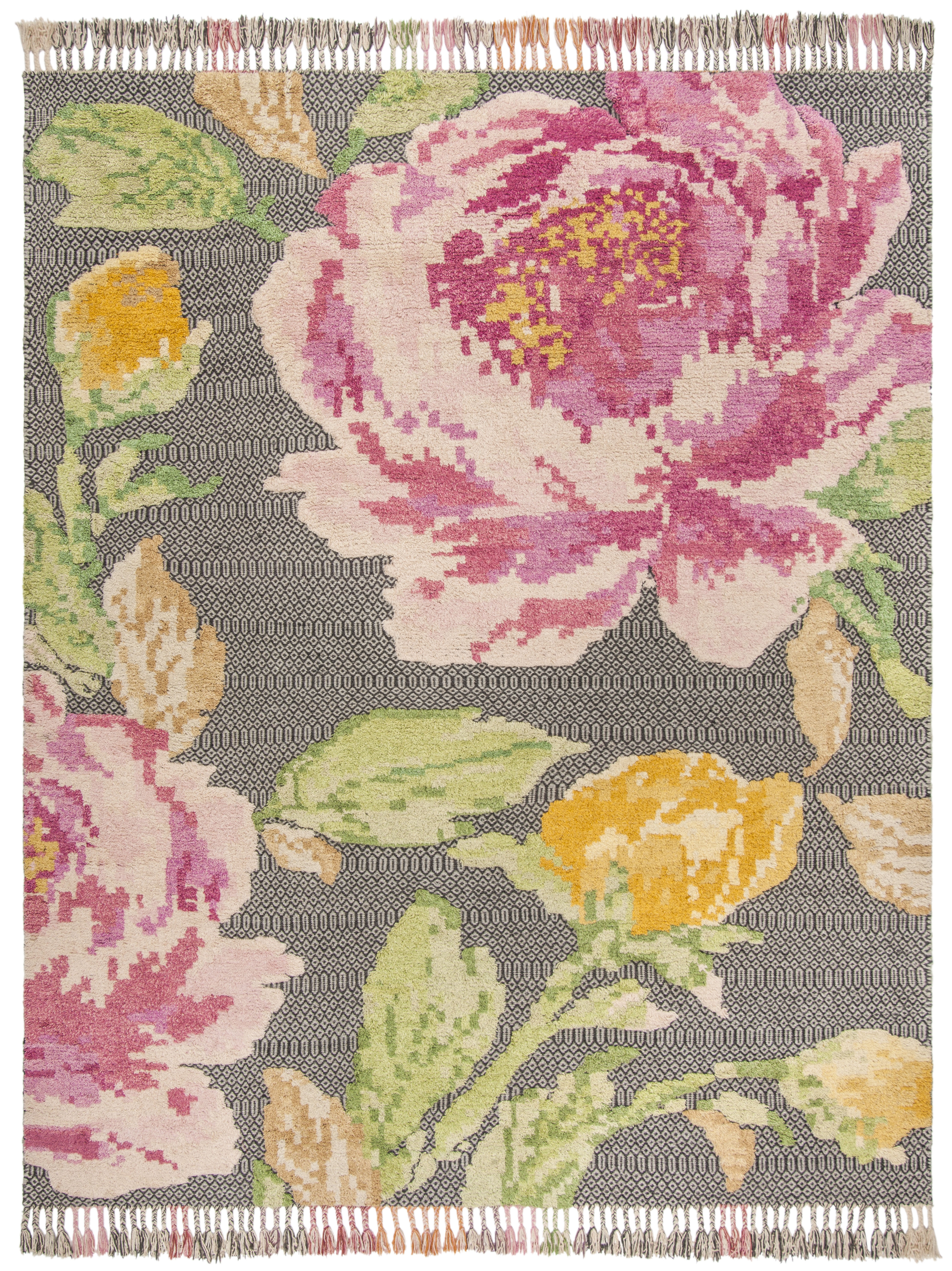 Arlo Home Hand Knotted Area Rug, KNY803U, Pink/Dark Grey,  8' X 10' - Image 0