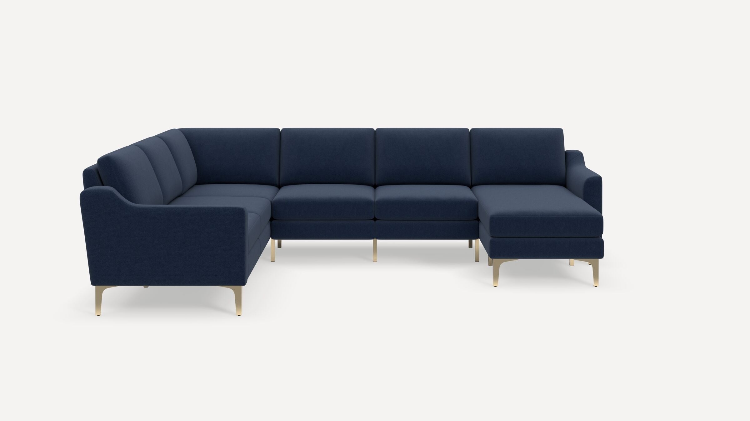 Nomad 6-Seat Corner Sectional with Chaise - Navy Blue - Performance Flatweave / Brass - Metal / Slope - Image 0