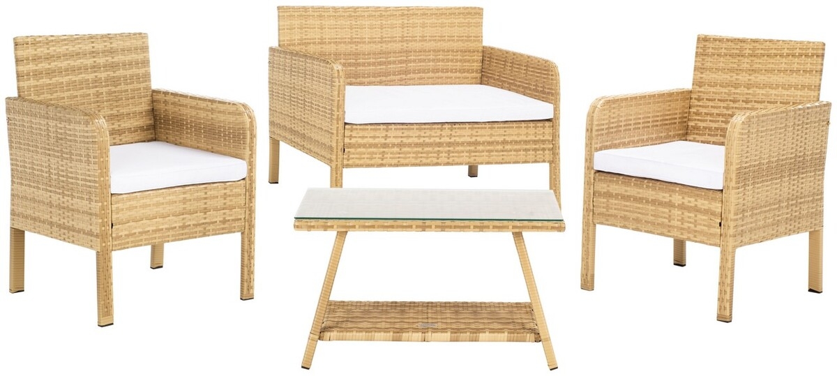 Aboka 4Pc Living Set - Natural / White - Safavieh - Image 0