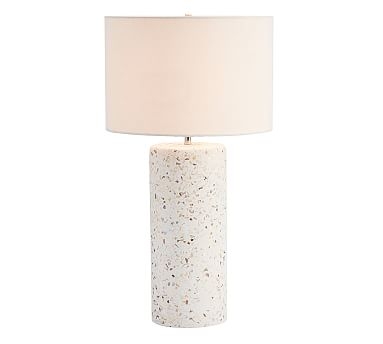 Capri Terrazzo Column Table Lamp with Large Straight Sided Gallery Shade, White - Image 0