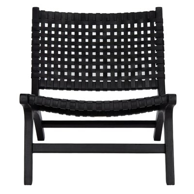 Denman Woven-Back Leather Side Chair - Image 0