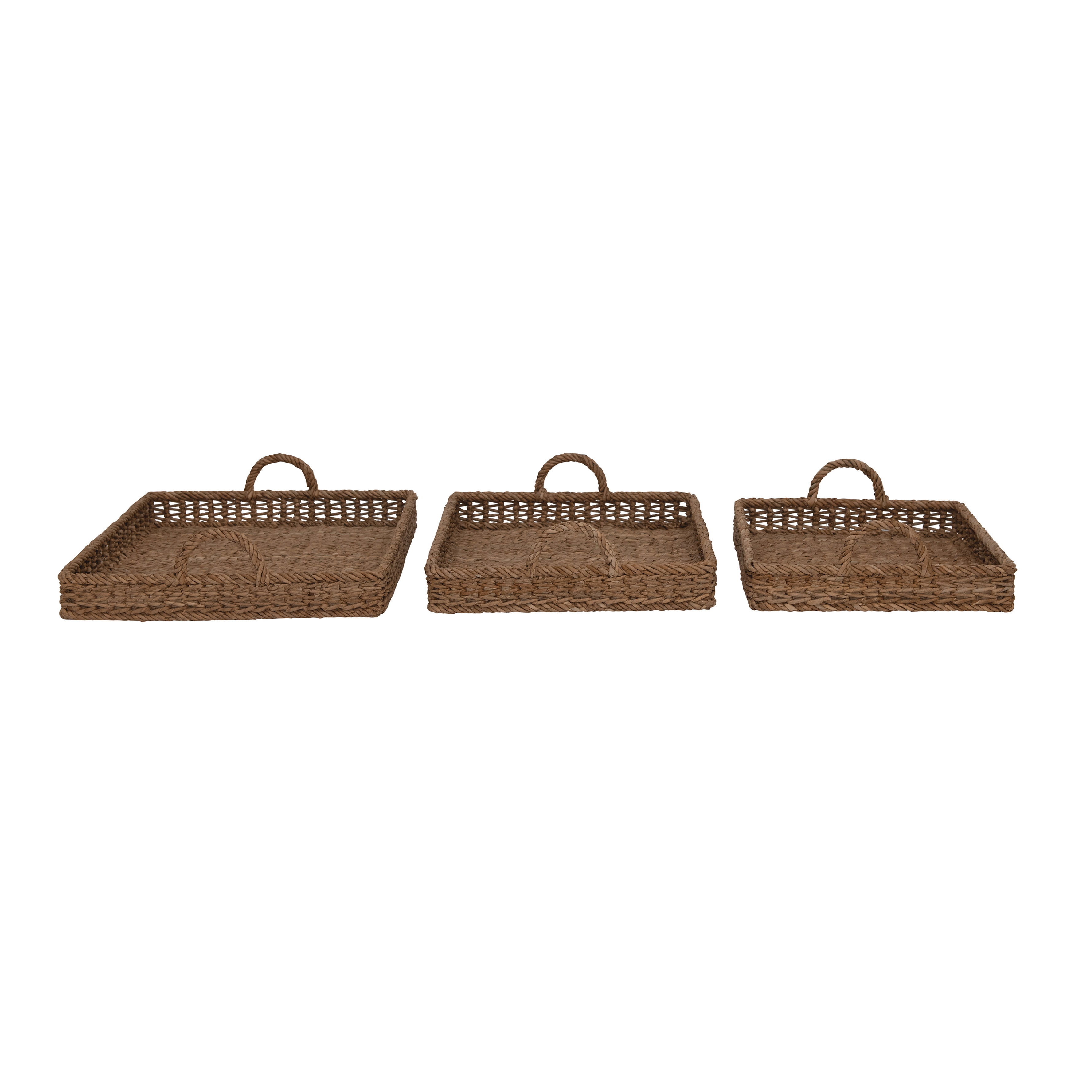 S/3 Decorative Water Hyacinth Tray - Image 0