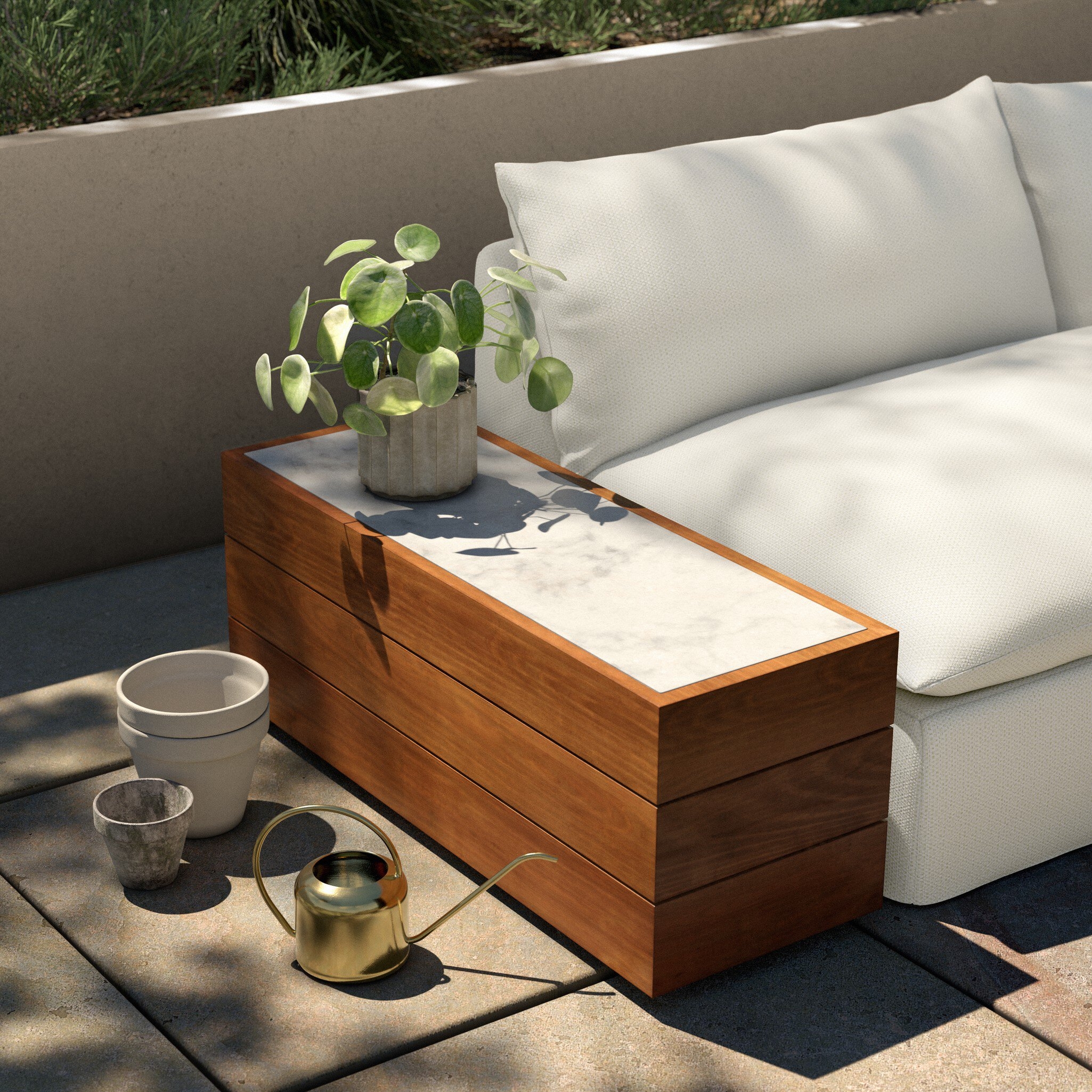 Grant Outdoor End Table - White Marble - Image 11