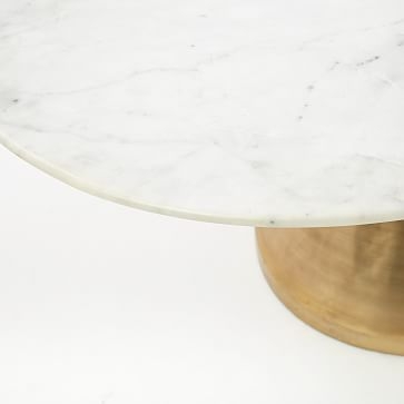 Silhouette 60" Oval Dining Table, White Marble, Antique Brass - Image 2