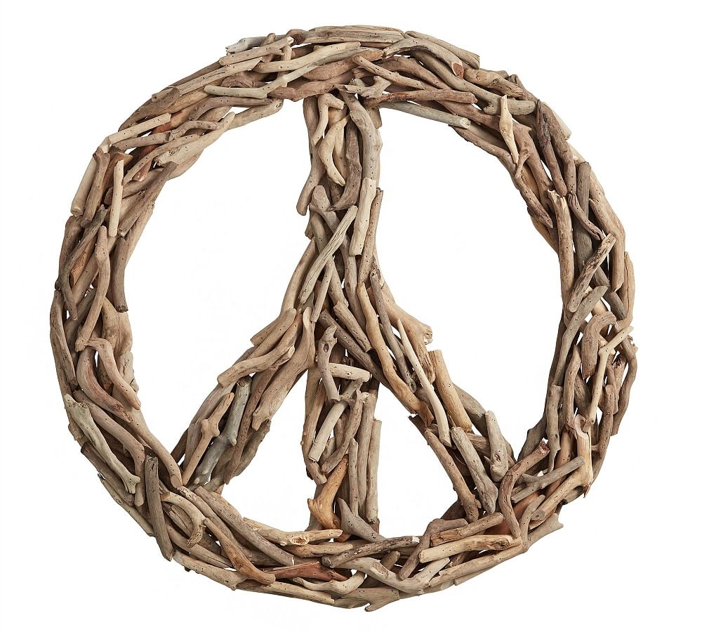 Driftwood Peace Sign Wall Art, Natural, 36" - Image 0