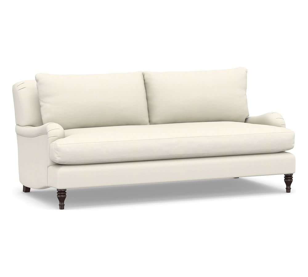 Carlisle Upholstered Sofa 80" with Bench Cushion, Down Blend Wrapped Cushions, Textured Twill Ivory - Image 0