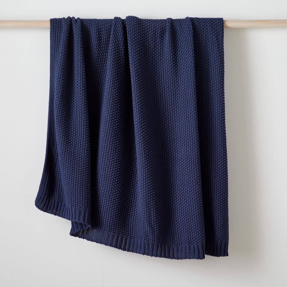 Cotton Knit Throw, 50"x60", Midnight - Image 0