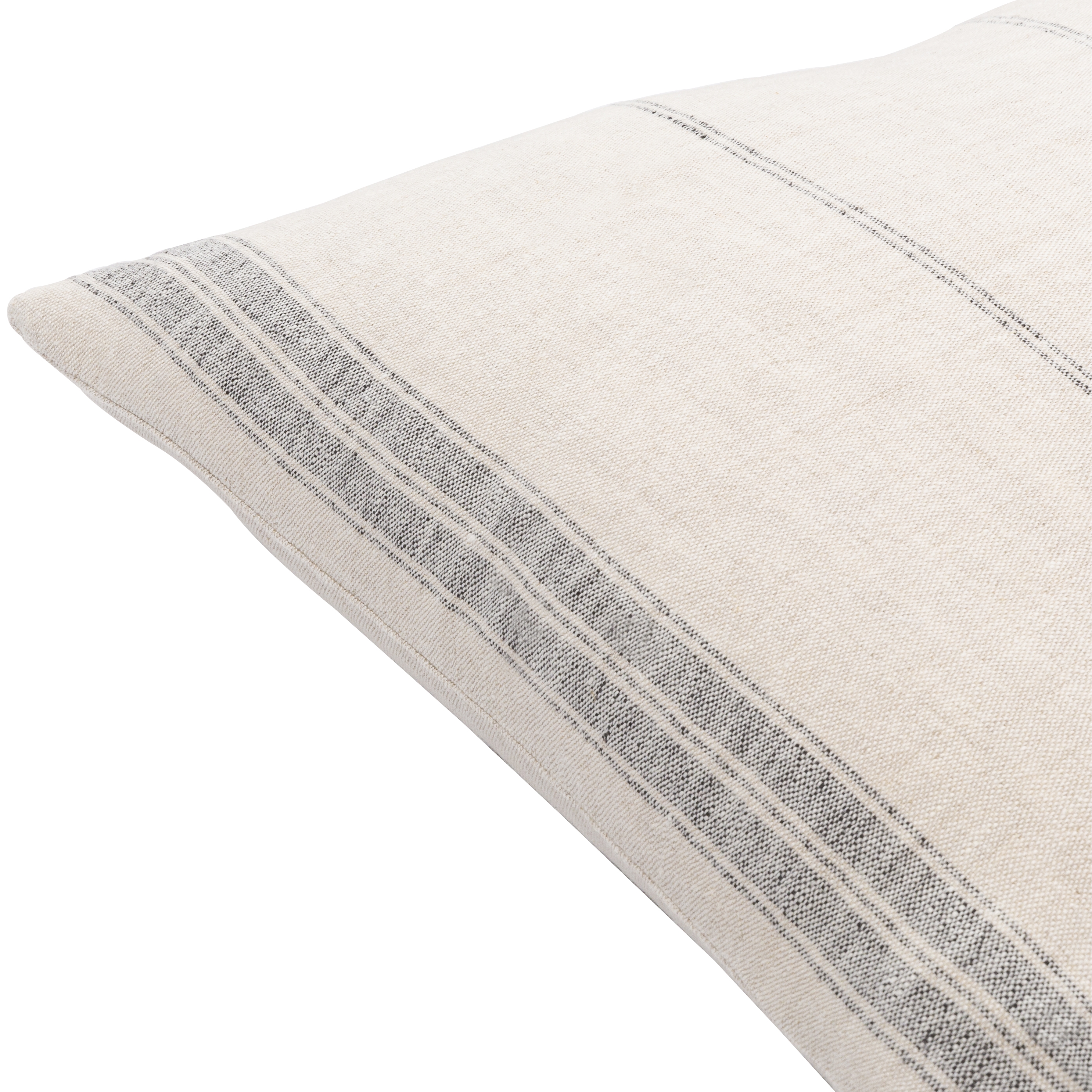 Linen Stripe Pillow, Beige & Black, 18" x 18" - Image 1
