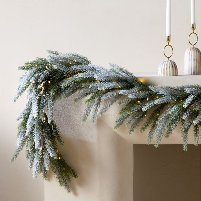 Faux Downswept Pine Pre-Lit LED Holiday Garland with Warm White Lights 84" - Image 0