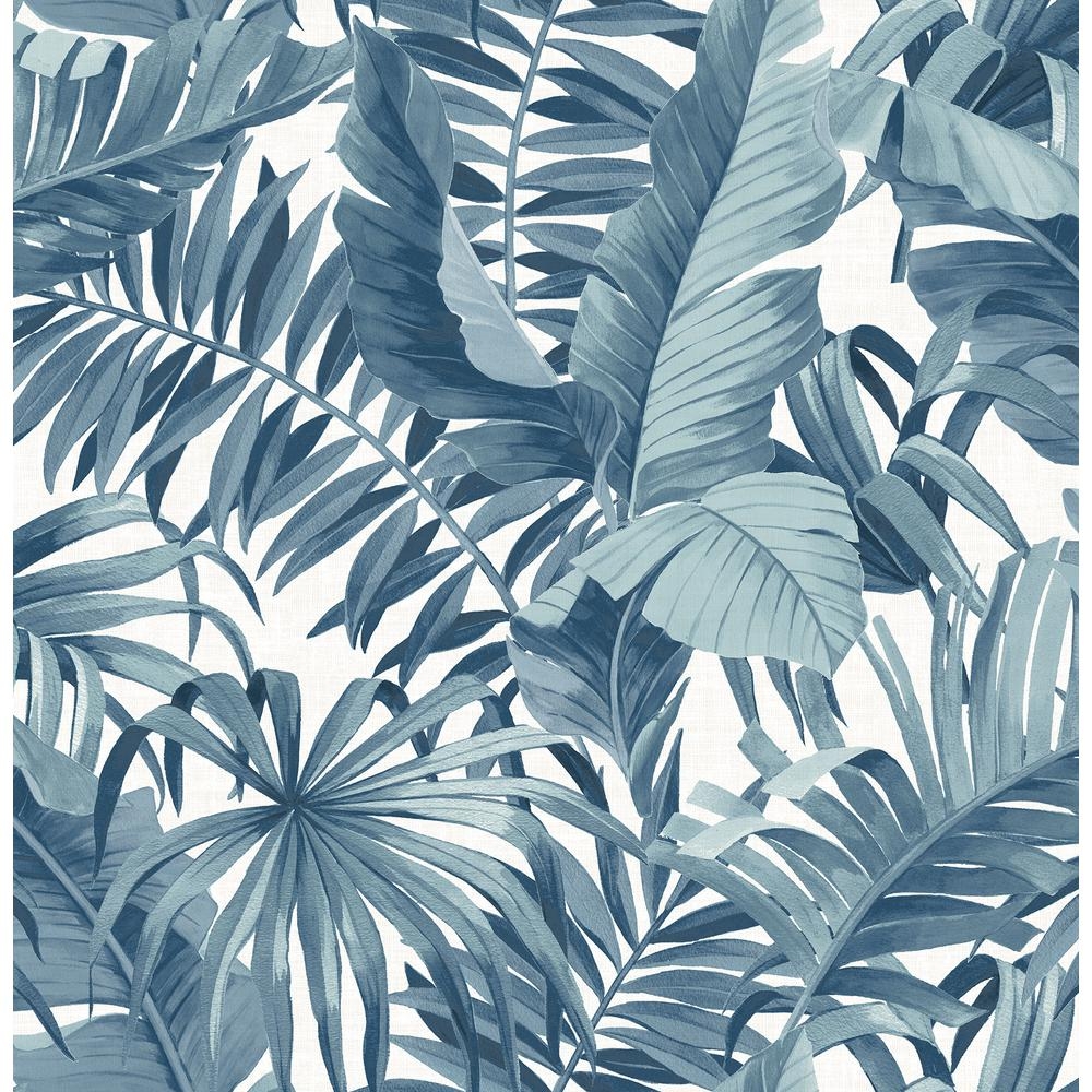 56.4 sq. ft. Alfresco Navy (Blue) Palm Leaf Wallpaper - Image 0