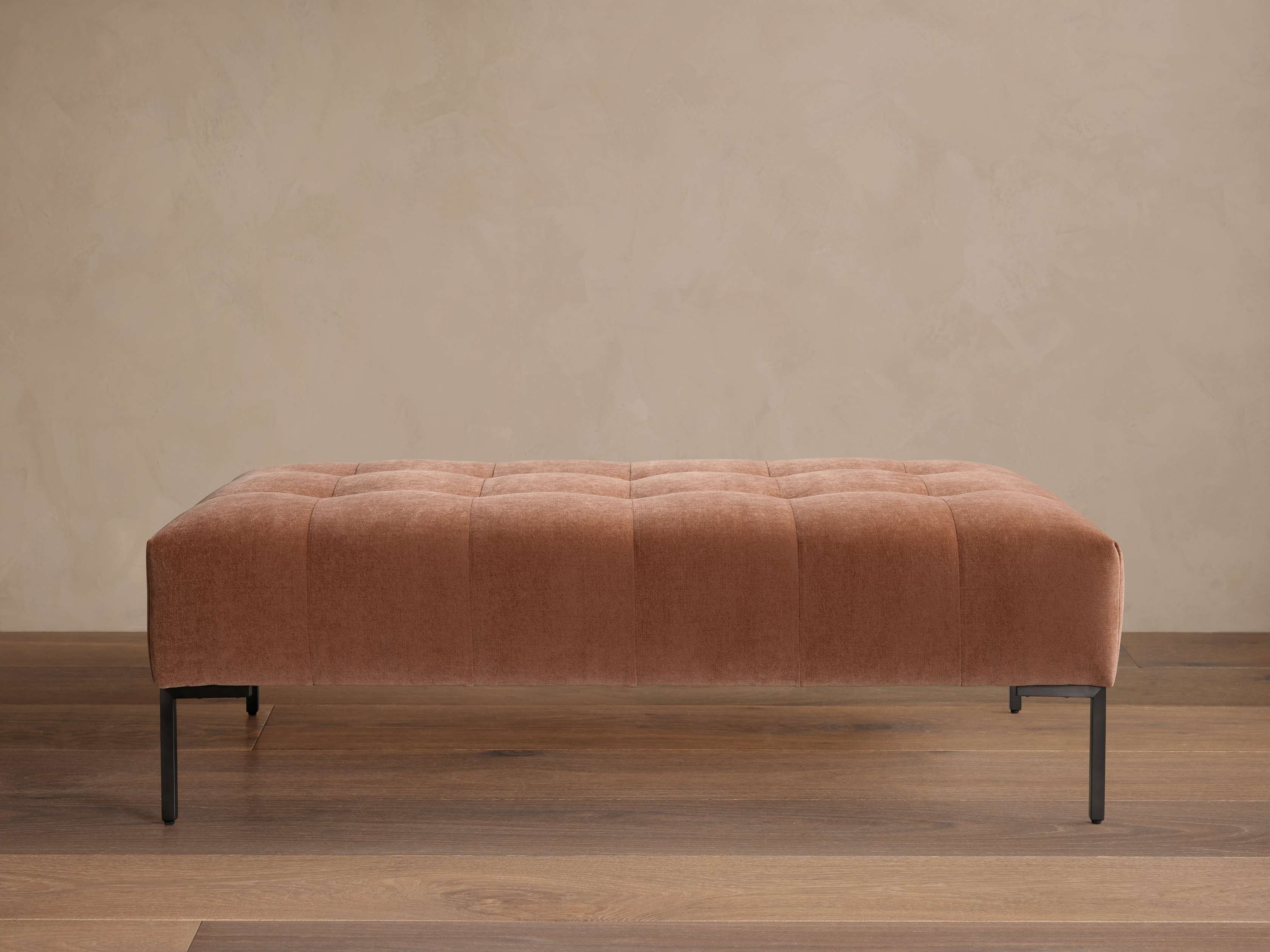 Tilton Tufted Ottoman in Upholstered 57" X 35"  Quincy Cinnamon  - Image 0