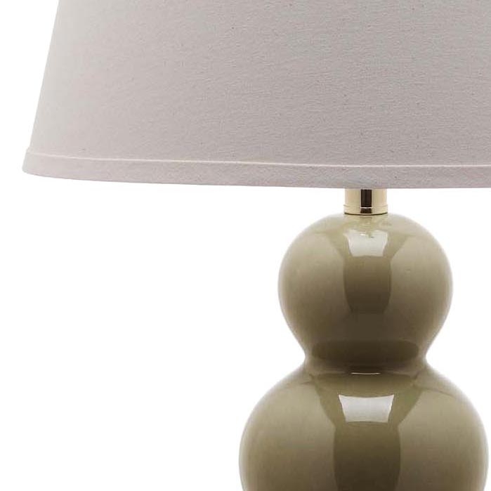 Pamela 28-Inch H Triple Gourd Ceramic Table Lamp - Taupe - Safavieh - Image 1