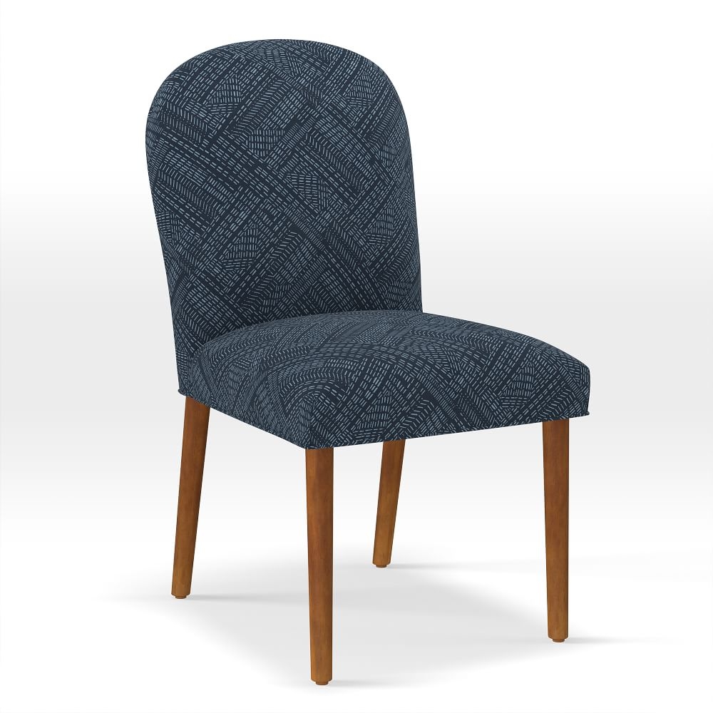Round Back Dining Chair, Line Fragments, Midnight - Image 0