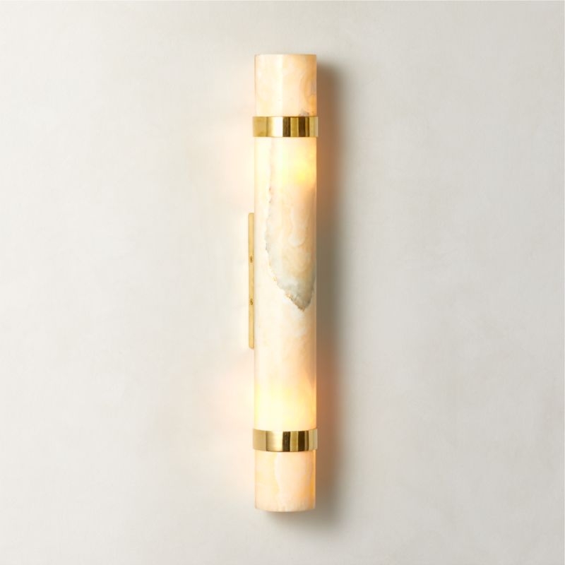 Natalia Onyx and Brass Double Wall Sconce - Image 1