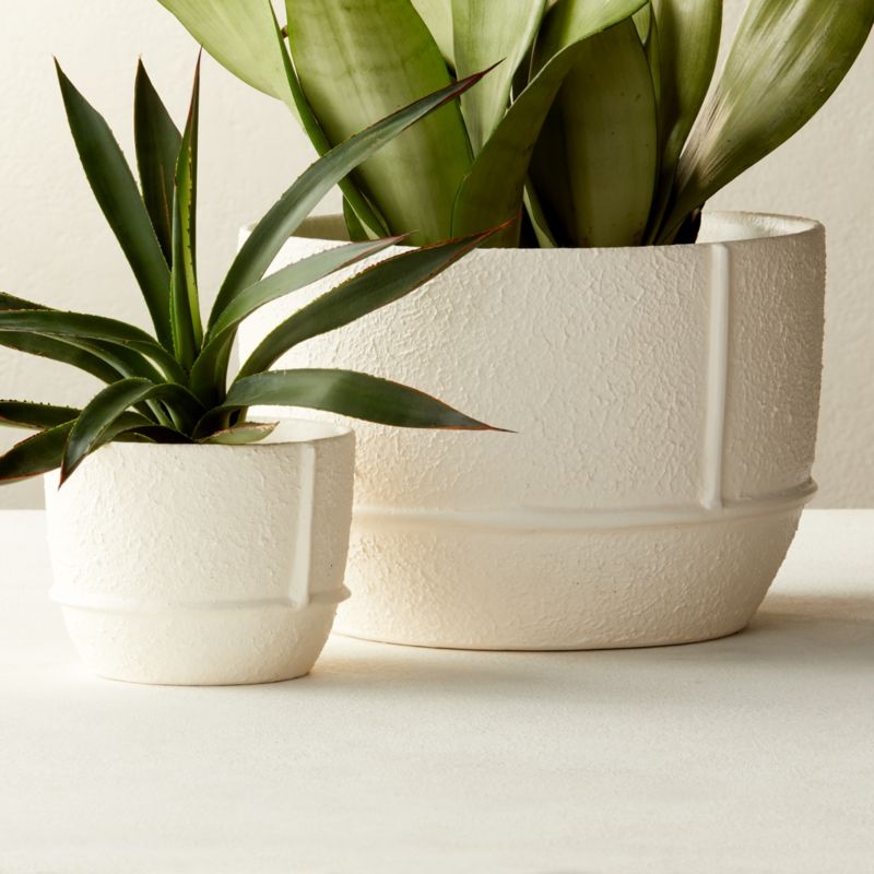 Theory Small White Textured Planter - Image 1