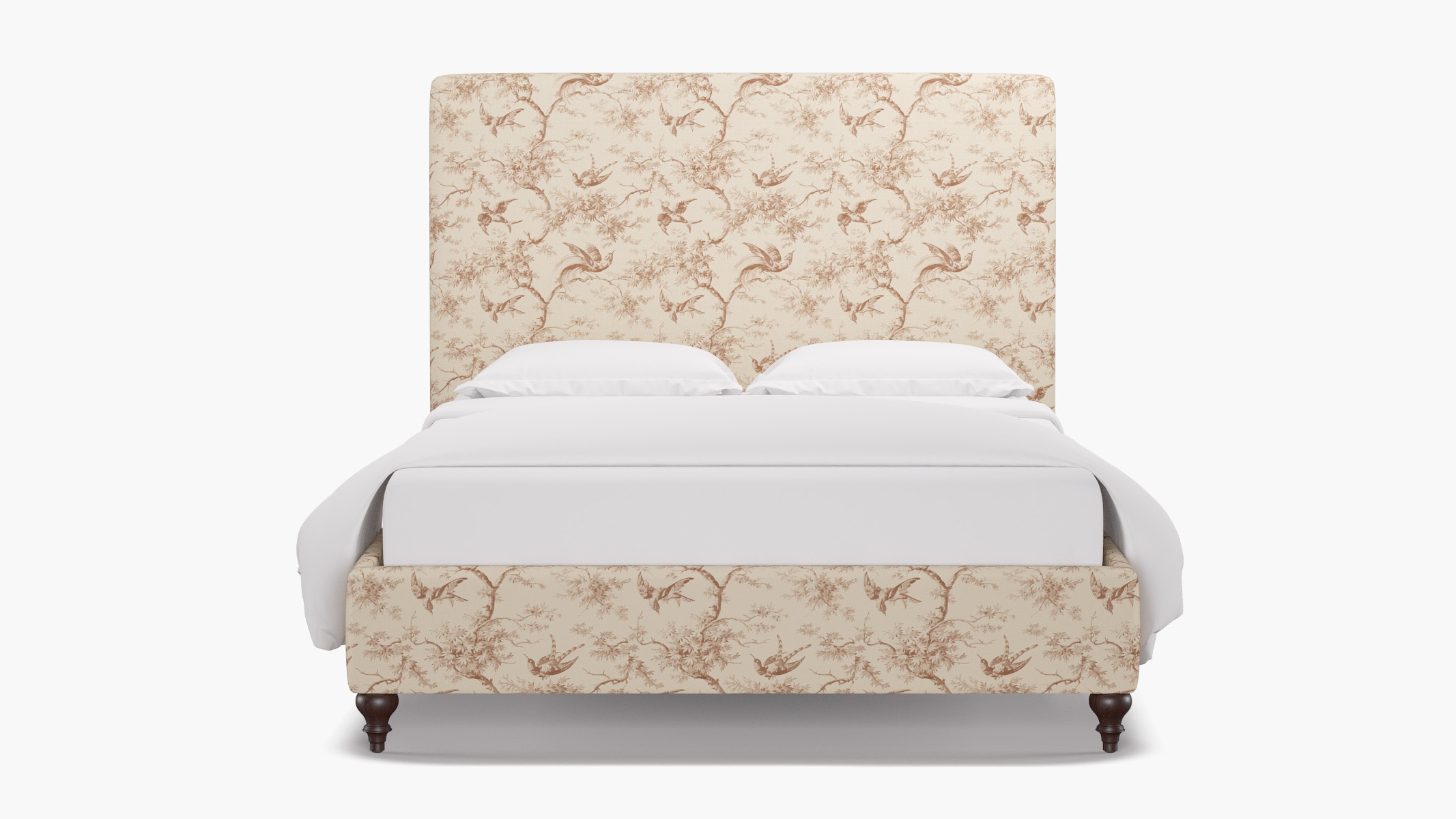 Classic Bed, Terracotta Swallows, Espresso Traditional Turned Leg, Queen - Image 0