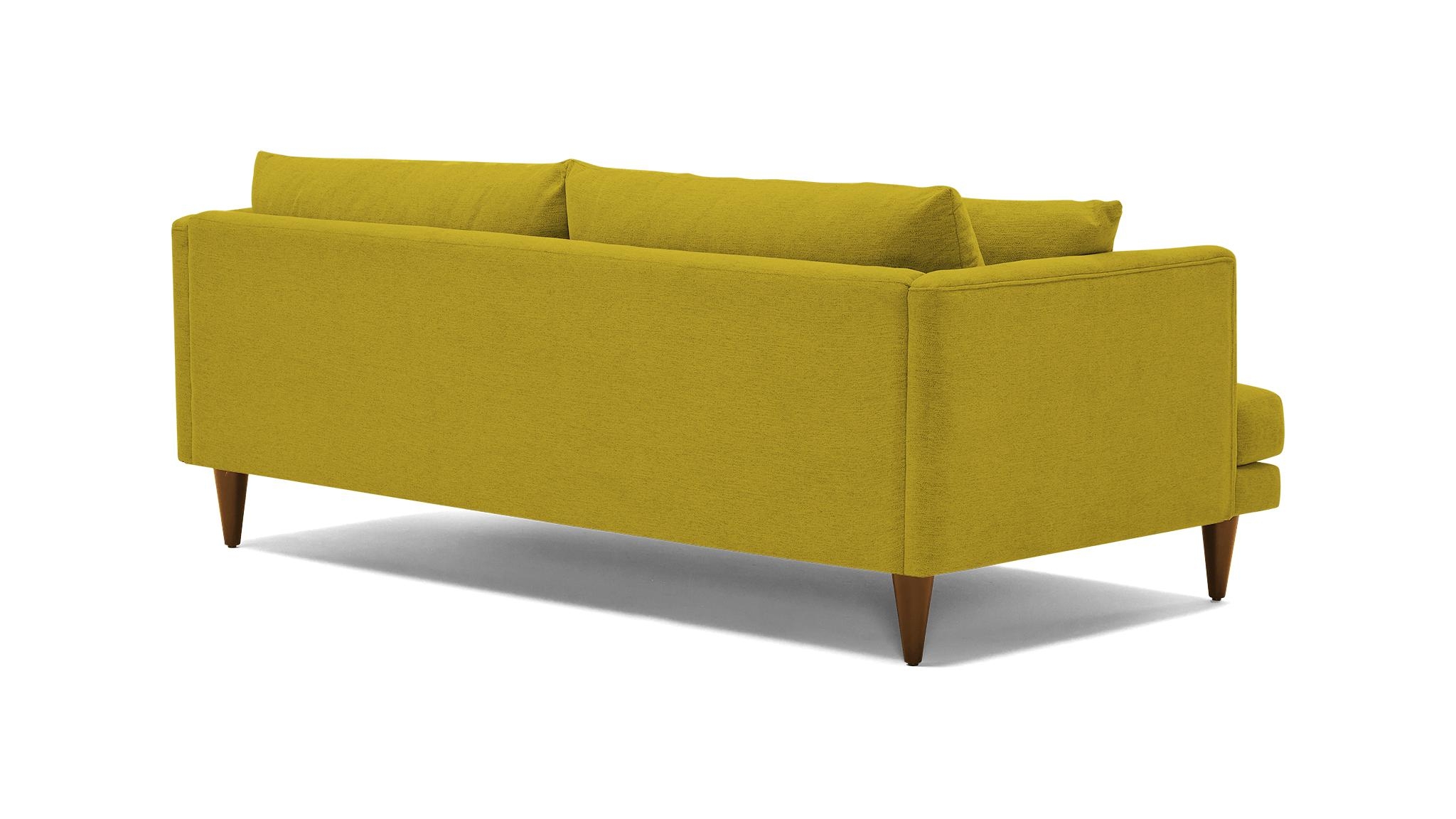 Yellow Lewis Mid Century Modern Sofa - Bloke Goldenrod - Mocha - Cone - Image 3