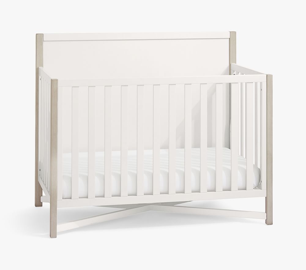 Cole Farmhouse 4-in-1 Convertible Crib & Lullaby Mattress Set, Montauk White, In-Home Delivery - Image 0