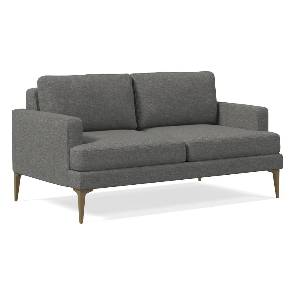 Andes 60" Multi-Seat Sofa, Petite Depth, Chenille Tweed, Pewter, Brass - Image 0