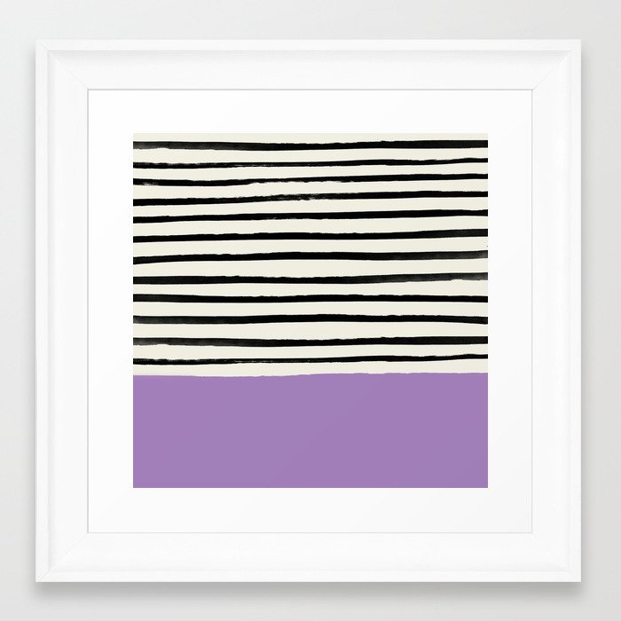 Lavender X Stripes Framed Art Print by Leah Flores - Scoop White - X-Small 10" x 10"-12x12 - Image 0