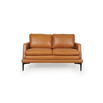 Whitmire Genuine Leather 52" Recessed Loveseat - Image 0