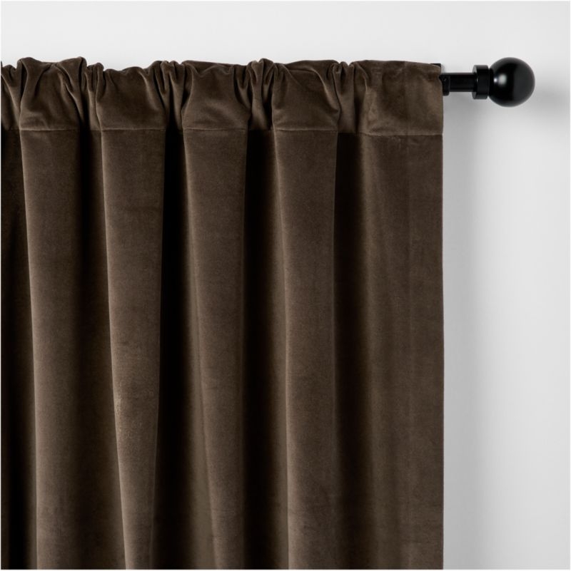 Deep Brown Cotton Velvet Window Curtain Panel 48"x84" - Image 2