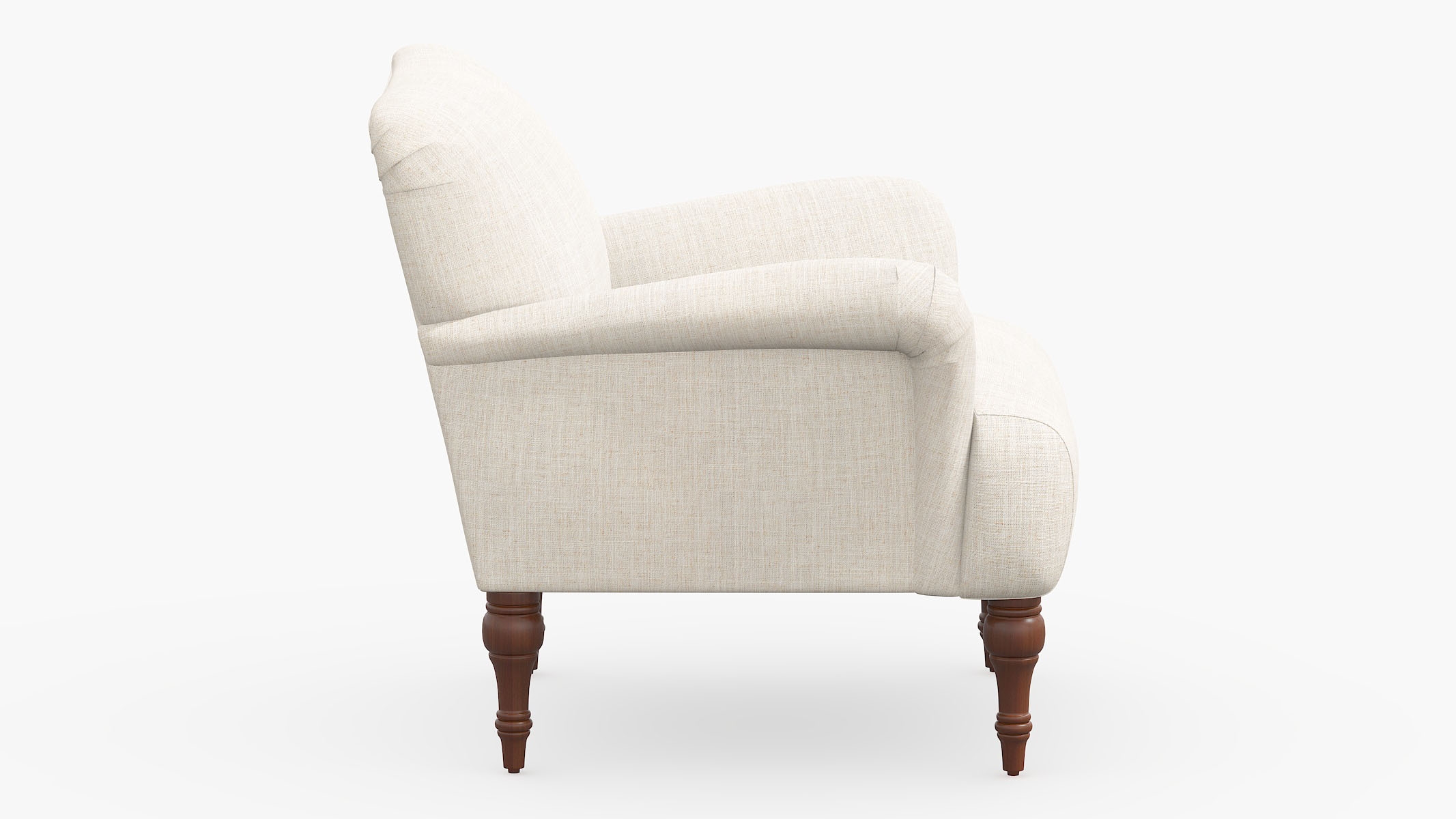 Traditional Accent Chair, Talc Everyday Linen, Espresso - Image 2