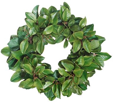 Faux Magnolia Leaf &amp; Twig Wreath, 30'' - Image 0