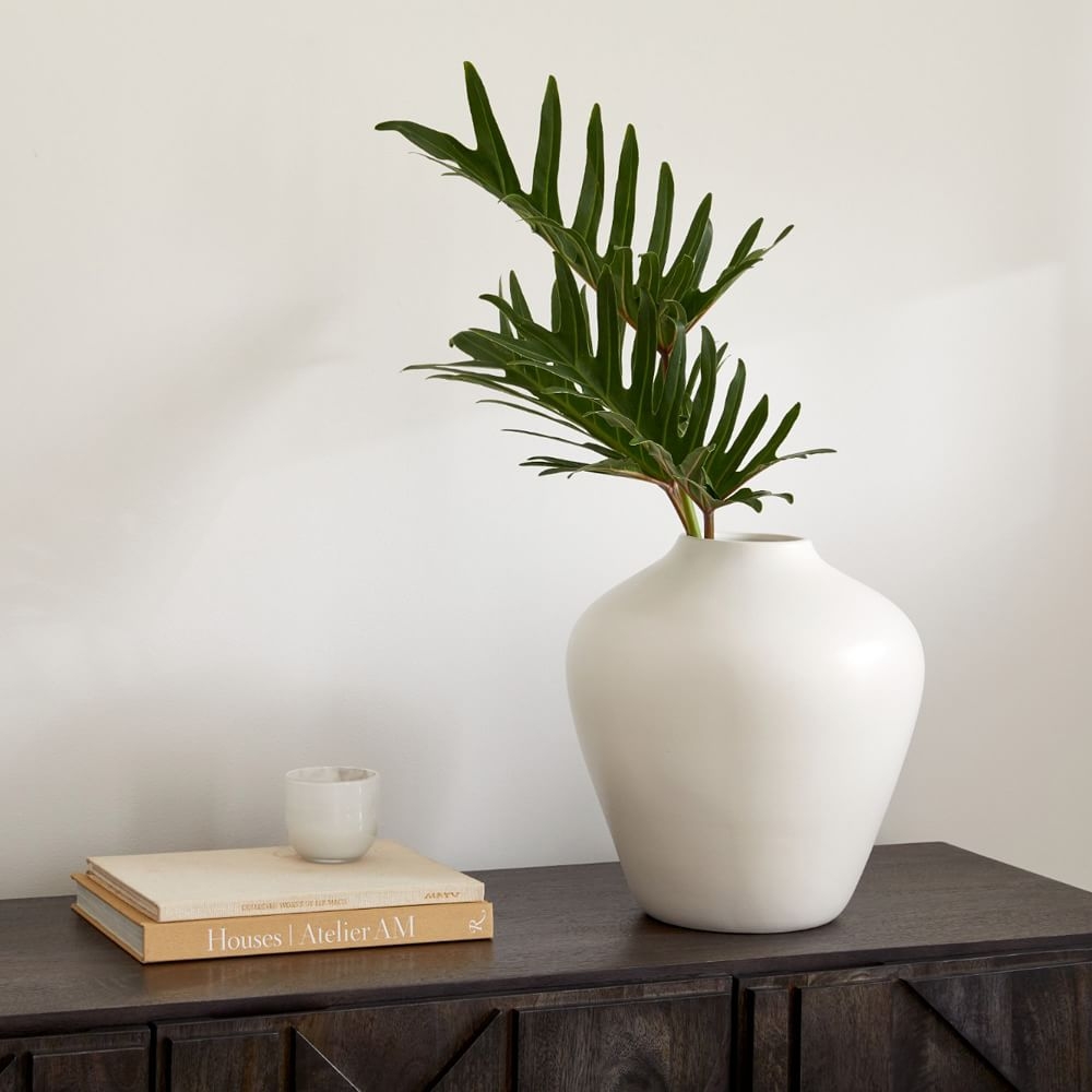 Pure White Ceramic Vase, Pot 14.5"H - Image 0