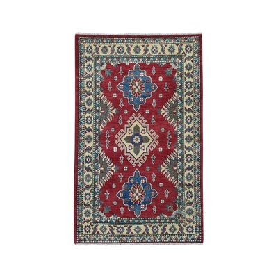 One-of-a-Kind Lorraina Hand-Knotted Kazak Red/Ivory 3'4" x 4'9" Wool Area Rug - Image 0