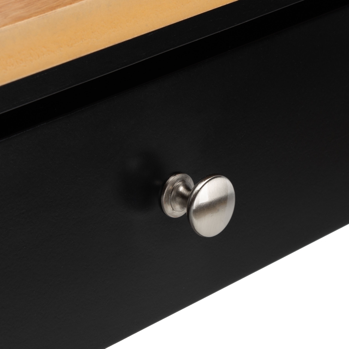 Cohyn 2 Drawer 3 Shelf Kitchen Cart - Natural / Black - Safavieh - Image 3