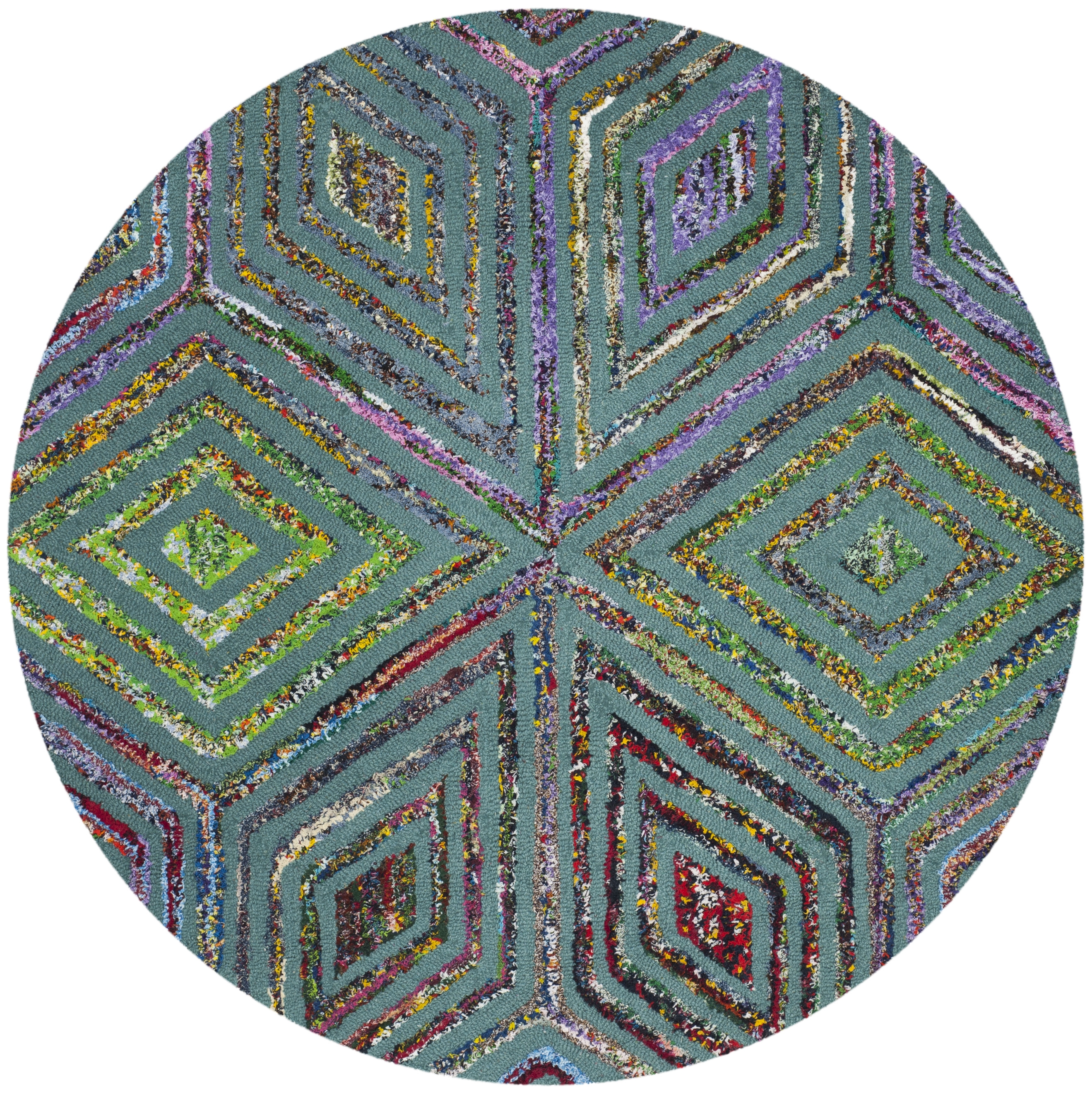 Arlo Home Hand Tufted Area Rug, NAN607A, Blue,  4' X 4' Round - Image 0