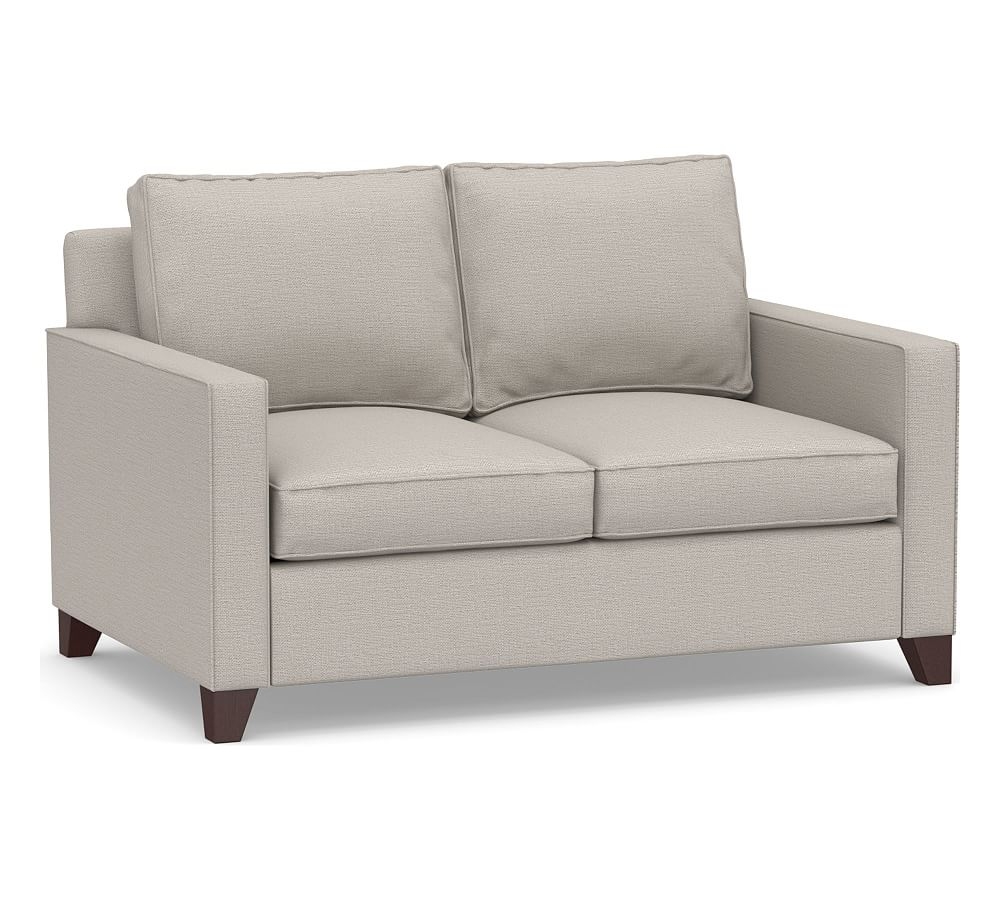 Cameron Square Arm Upholstered Deep Seat Loveseat 60", Polyester Wrapped Cushions, Chunky Basketweave Stone - Image 0